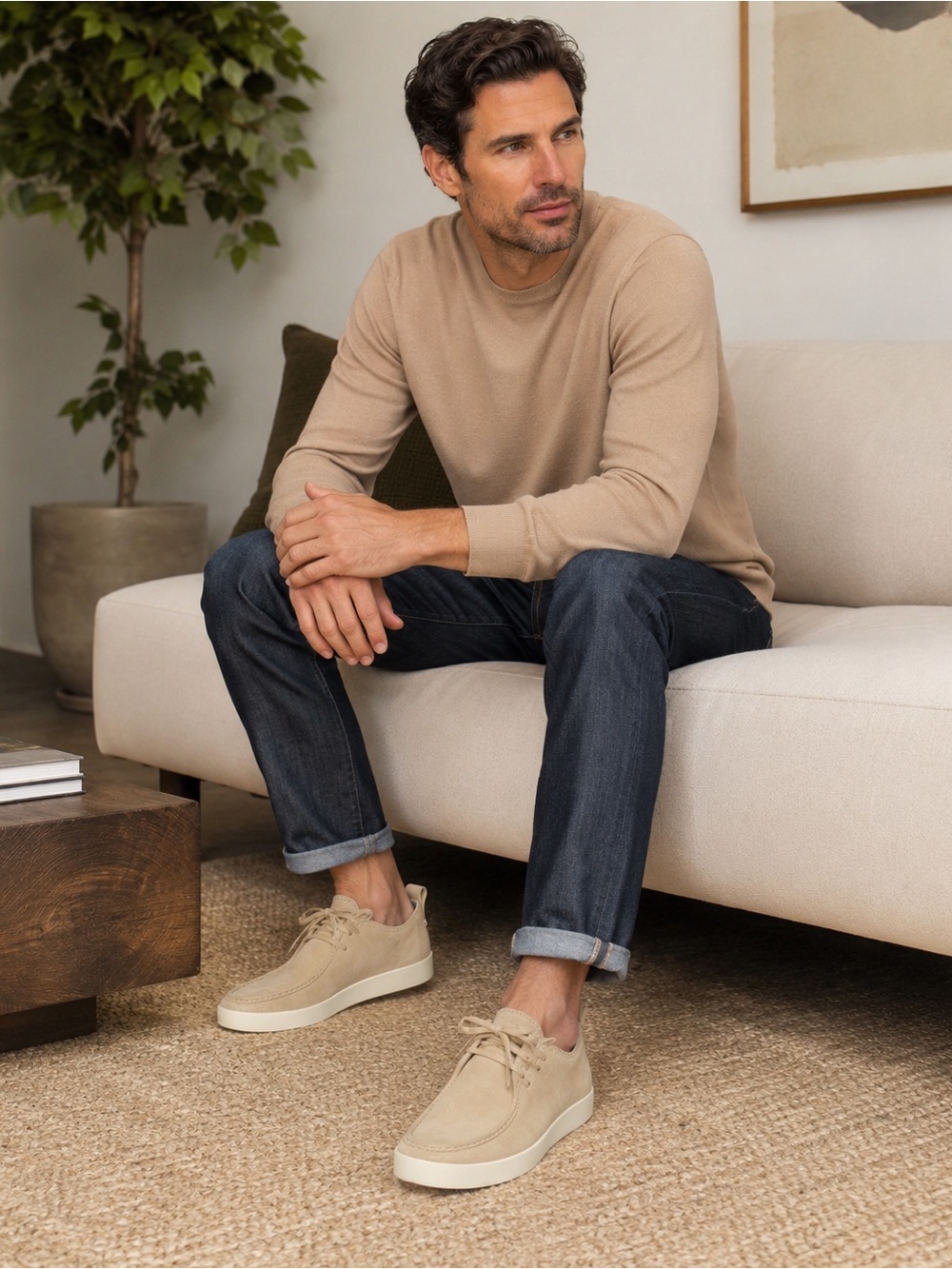 Everlane Men’s Suede Shoes Desert Pebble Beige Lace-Up NIB Sizes 7.5 & 10.